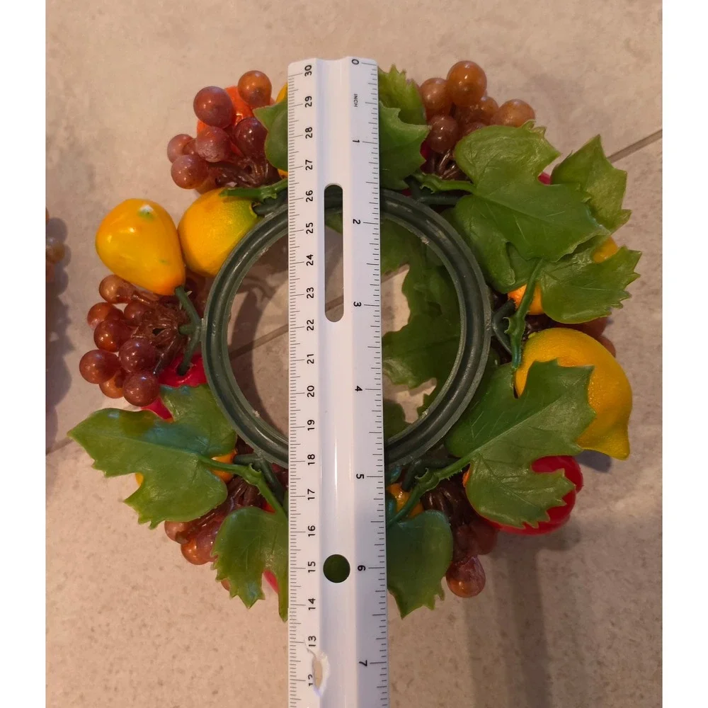 VTG 1970's Faux Fruit Candle Rings Set 2 Grapes Lemons Oranges Decor Cottagecore